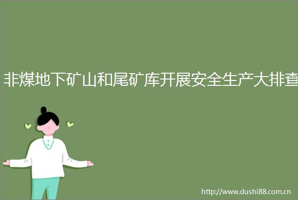 非煤地下矿山和尾矿库开展安全生产大排查