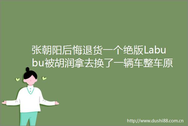 张朝阳后悔退货一个绝版Labubu被胡润拿去换了一辆车整车原价值上百万元