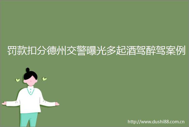 罚款扣分德州多起酒驾醉驾案例