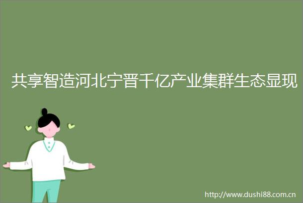 共享智造河北宁晋千亿产业集群生态显现