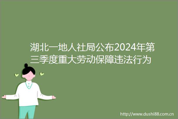 湖北一地人社局公布2024年第三季度重大劳动保障行为