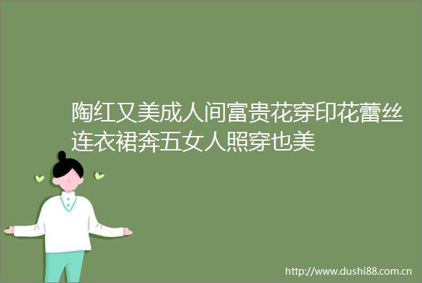 陶红又美成人间富贵花穿印花蕾丝连衣裙奔五女人照穿也美