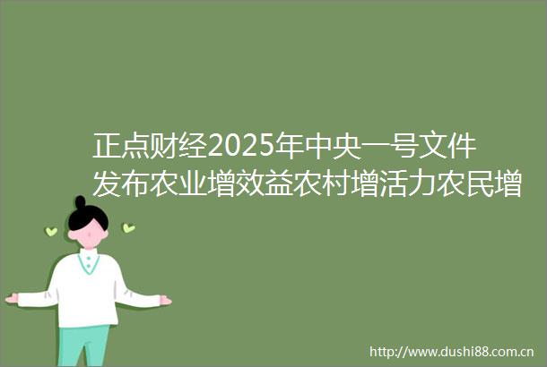 正点财经2025年中央一号文件发布农业增效益农村增活力农民增收入