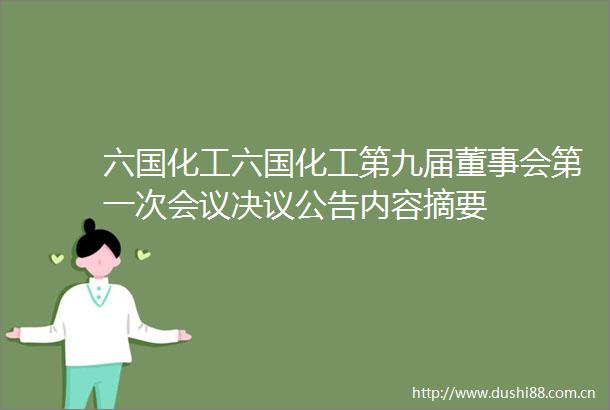 六国化工六国化工第九届董事会第一次会议决议公告内容摘要