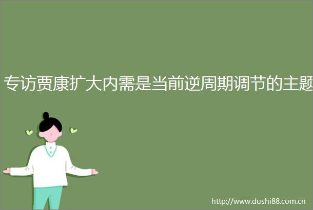 专访贾康扩大内需是当前逆周期调节的主题