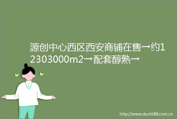 源创中心西区西安商铺在售→约12303000m2→配套醇熟→专属服务→大平层