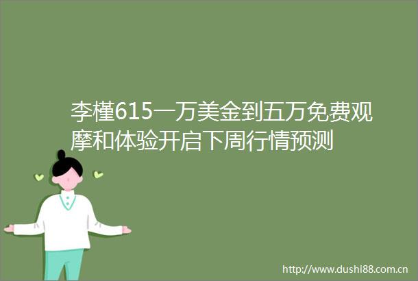 李槿615一万美金到五万免费观摩和体验开启下周行情预测