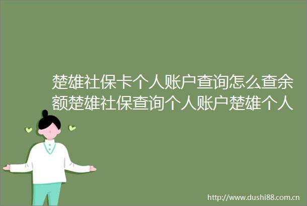 楚雄社保卡个人账户查询怎么查余额楚雄社保查询个人账户楚雄个人社保卡每月交多少