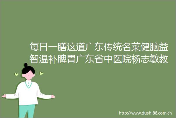 每日一膳这道广东传统名菜健脑益智温补脾胃广东省中医院杨志敏教授推荐