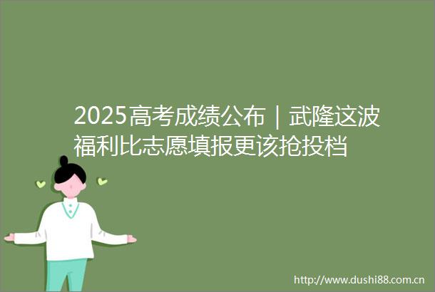 2025高考成绩公布｜武隆这波福利比志愿填报更该抢投档