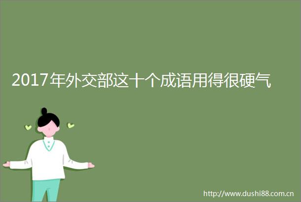 2017年外交部这十个成语用得很硬气