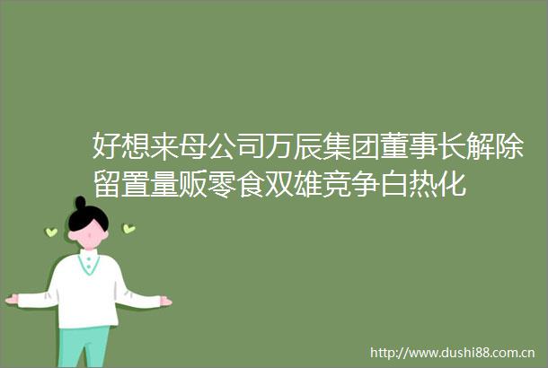好想来母公司万辰集团董事长解除留置量贩零食双雄竞争白热化