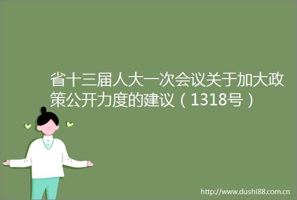 省十三届人大一次会议关于加大政策公开力度的建议（1318号）答复