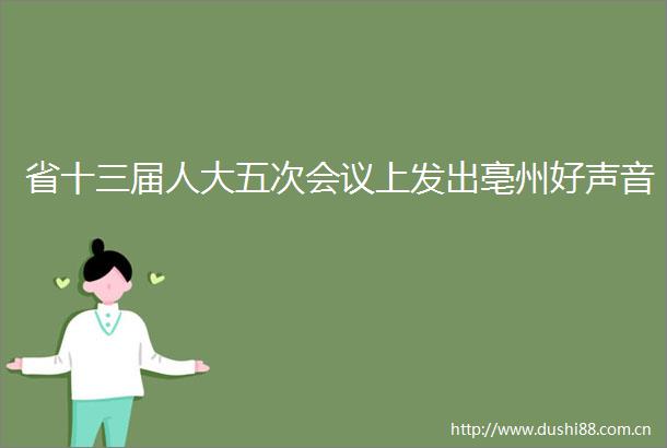 省十三届人大五次会议上发出亳州好声音