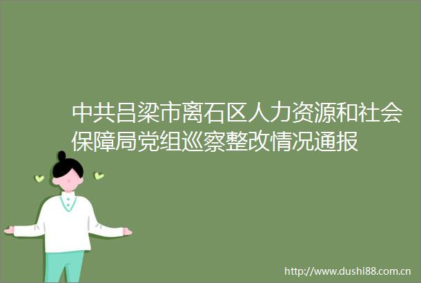 吕梁市离石区人力资源和社会保障局党组巡察整改情况通报