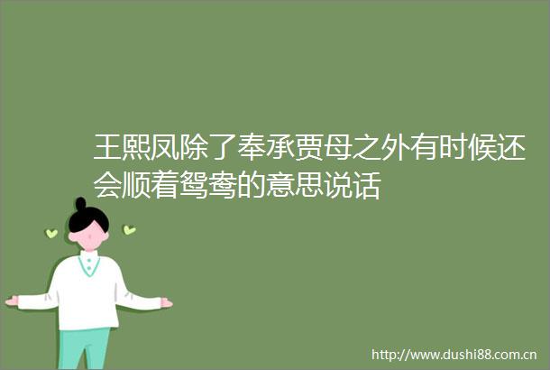 王熙凤除了奉承贾母之外有时候还会顺着鸳鸯的意思说话