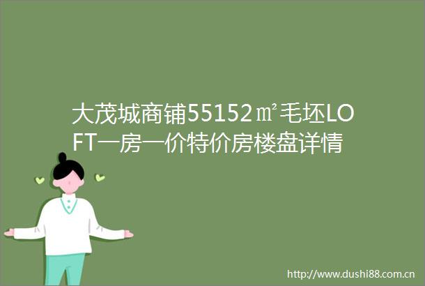 大茂城商铺55152㎡毛坯LOFT一房一价特价房楼盘详情