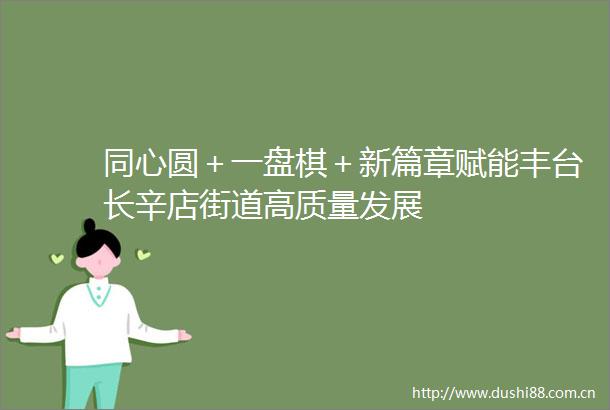 同心圆＋一盘棋＋新篇章赋能丰台长辛店街道高质量发展