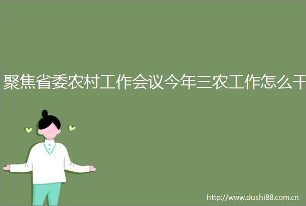 聚焦省委农村工作会议今年三农工作怎么干