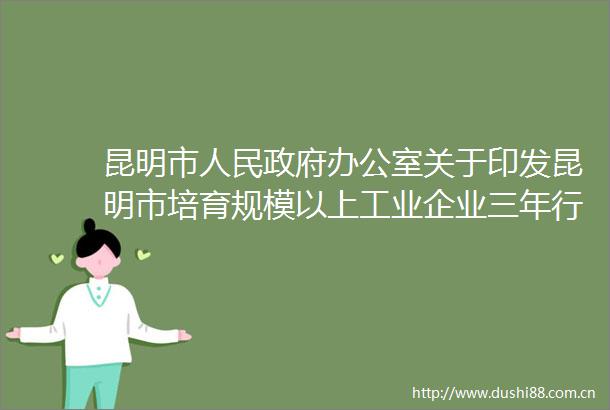 昆明市办公室关于印发昆明市培育规模以上工业企业三年行动计划（20232025）的通知