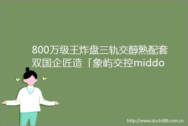 800万级王炸盘三轨交醇熟配套双国企匠造「象屿交控middot中环云悦府」正在热销中