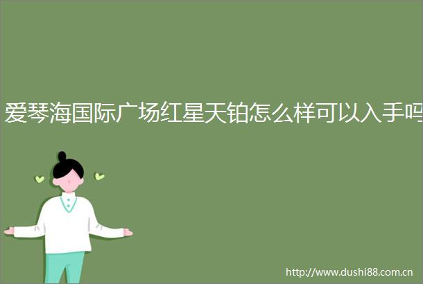 爱琴海国际广场红星天铂怎么样可以入手吗