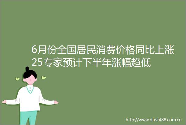 6月份全国居民消费价格同比上涨25专家预计下半年涨幅趋低