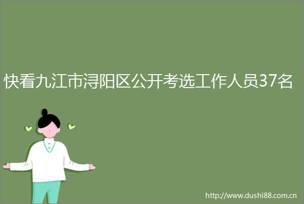 快看九江市浔阳区公开考选工作人员37名