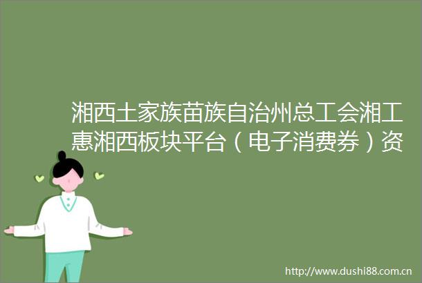 湘西土家族苗族自治州总工会湘工惠湘西板块平台（电子消费券）资金监管和结算服务项目单一来源采购公示