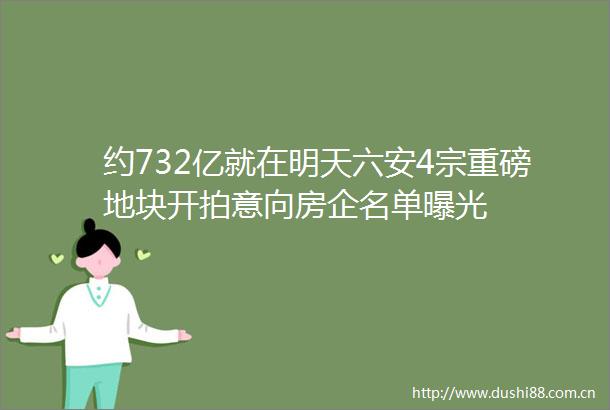 约732亿就在明天六安4宗重磅地块开拍意向房企名单