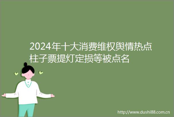 2024年十大消费维权舆情热点柱子票提灯定损等被点名