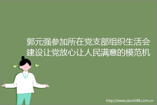 郭元强参加所在党支部组织生活会建设让党放心让满意的模范机关为奋力谱写式现代化武汉篇章贡献智慧力量