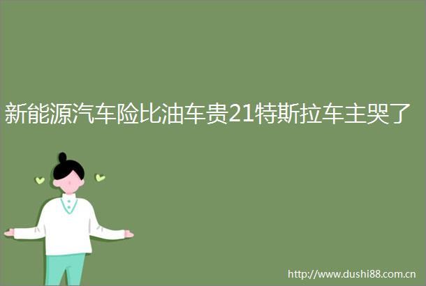 新能源汽车险比油车贵21特斯拉车主哭了