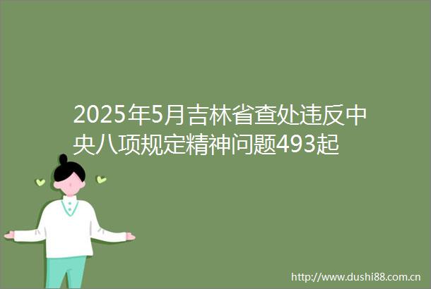 2025年5月吉林省查处违反中央八项规定精神问题493起