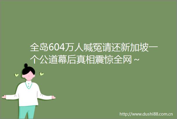 全岛604万人喊冤请还新加坡一个公道幕后真相震惊全网～