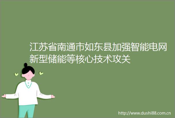 江苏省南通市如东县加强智能电网新型储能等核心技术攻关