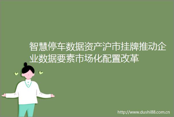 智慧停车数据资产沪市挂牌推动企业数据要素市场化配置改革