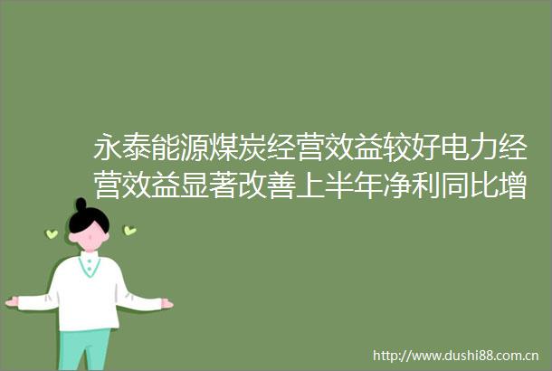 永泰能源煤炭经营效益较好电力经营效益显著改善上半年净利同比增长1745
