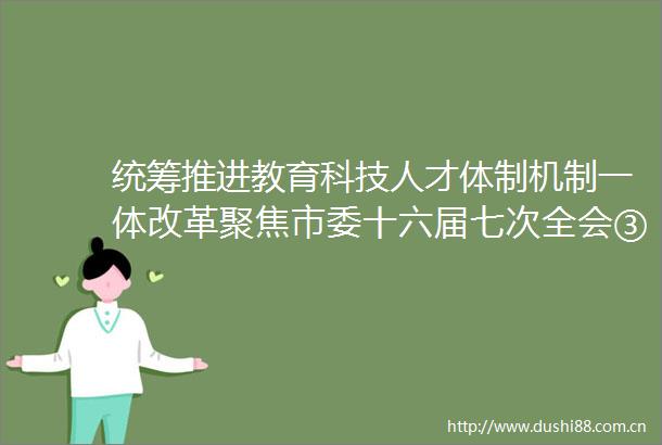 统筹推进教育科技人才体制机制一体改革聚焦市委十六届七次全会③