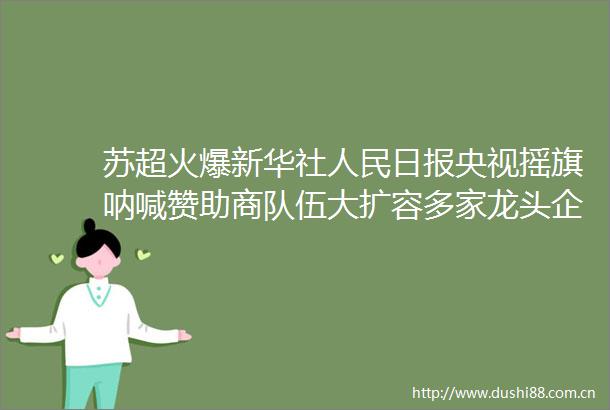 苏超火爆新华社日报央视摇旗呐喊赞助商队伍大扩容多家龙头企业出手宿迁人刘强东杀入