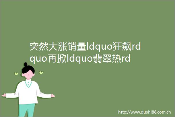 突然大涨销量ldquo狂飙rdquo再掀ldquo翡翠热rdquo怎么回事缅甸内乱宣布币结算翡翠购买方式发生重大变化