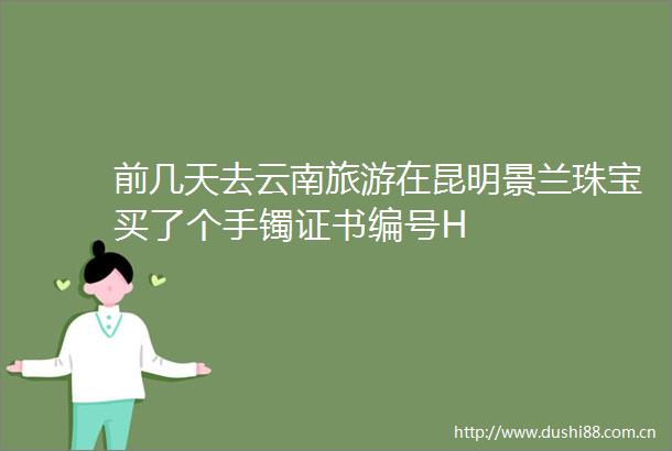 前几天去云南旅游在昆明景兰珠宝买了个手镯证书编号H