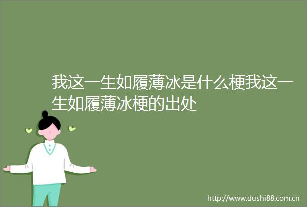 我这一生如履薄冰是什么梗我这一生如履薄冰梗的出处