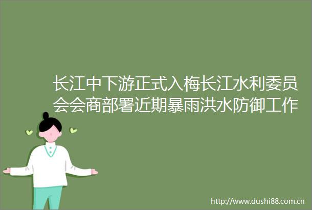 长江中下游正式入梅长江水利委员会会商部署近期暴雨洪水防御工作