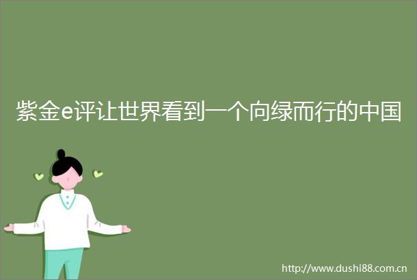紫金e评让世界看到一个向绿而行的