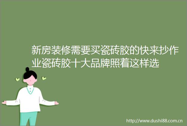 新房装修需要买瓷砖胶的快来抄作业瓷砖胶十大品牌照着这样选