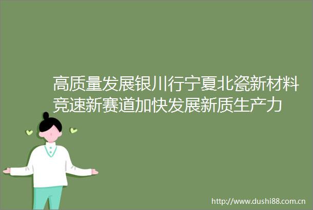 高质量发展银川行宁夏北瓷新材料竞速新赛道加快发展新质生产力