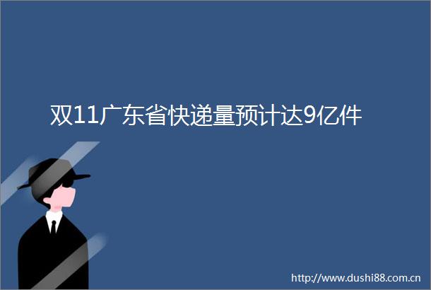 双11广东省快递量预计达9亿件