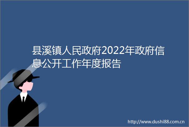 县溪镇2022年信息公开工作年度报告