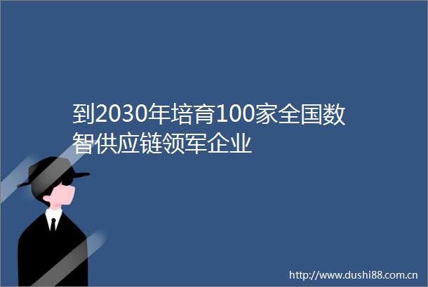 到2030年培育100家全国数智供应链领军企业